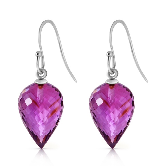 EARRINGS WITH NATURAL POINTY BRIOLETTE AMETHYSTS - Picture 2 of 5